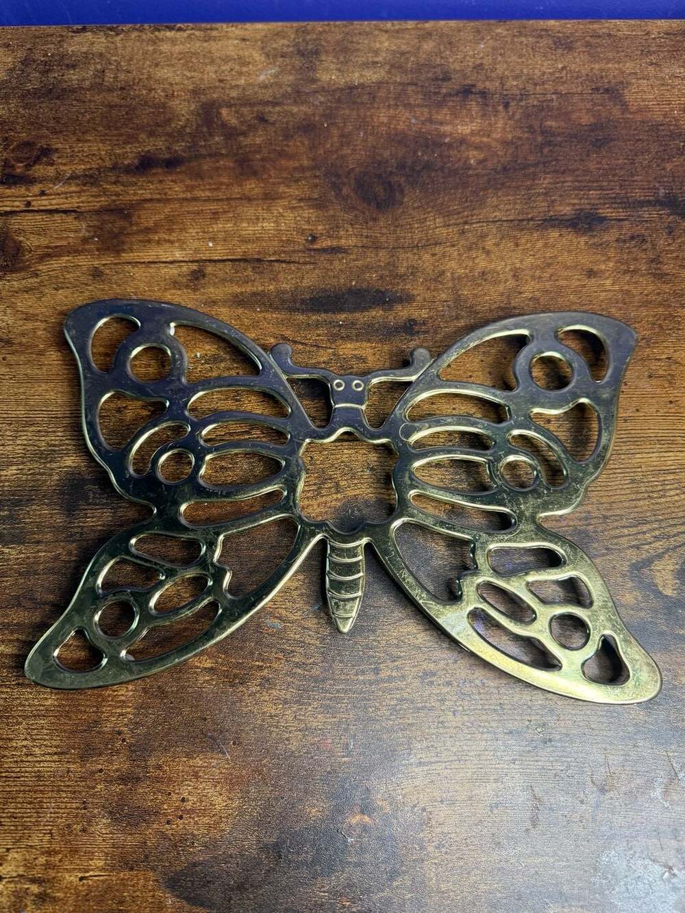 Leonard Vintage Gold Tone Brass Butterfly Trivet Wall Decor